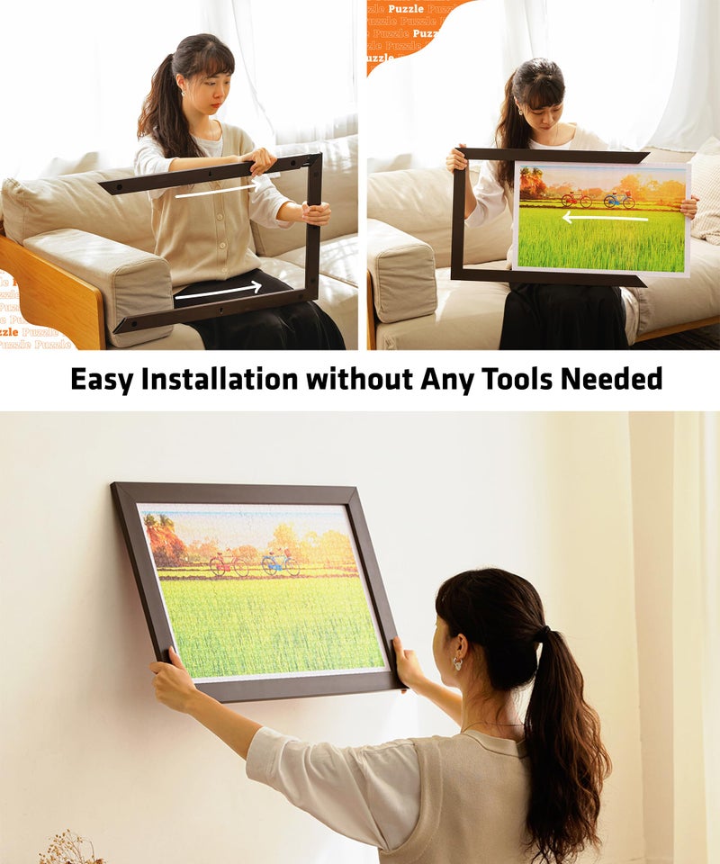 Pintoo إطار لغز بينتو مصمم خصيصًا لقطع لغز بينتو 500 فقط - بلوط - تجميع سهل بدون أدوات لا حاجة للصمغ - Image 5